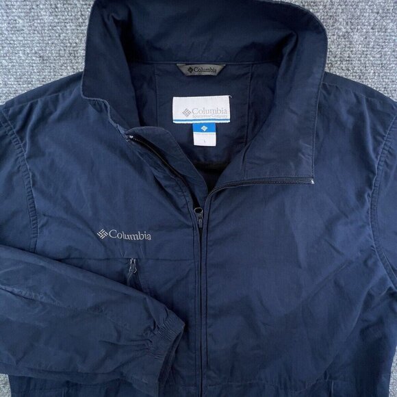 Columbia Microfiber Navy Blue Size Large Full Zip Jacket Adult Long Sleeve - Picture 1 of 14